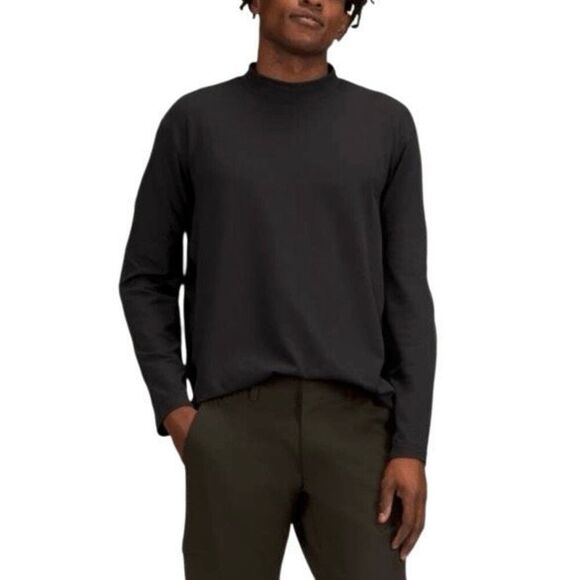 Lululemon Rulu Mock Neck Long Sleeve Shirt Black Men's Size Medium - Picture 1 of 10